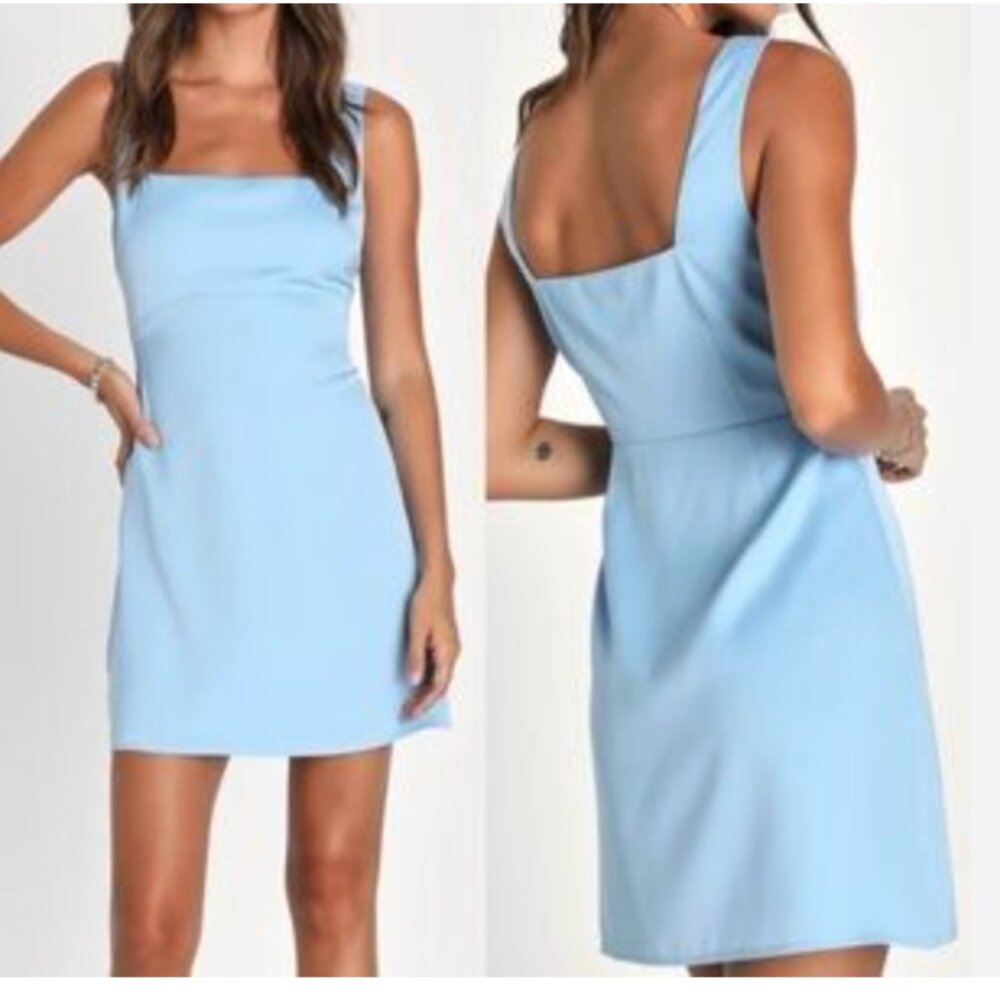 Lulu's Light Blue Square Neck Mini Dress